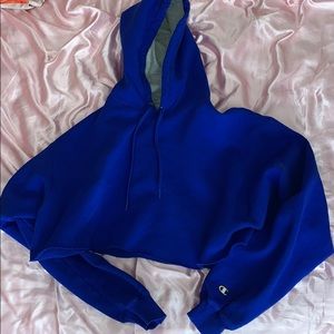 royal blue champion crop hoodie